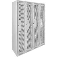 Clean Line Lockers, Bank of 4, 48" x 15" x 72", Steel, Grey, Rivet (Assembled), Perforated Brunswick Fyr & Safety