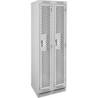 Casiers Clean Line, Bloc de 2, 24" x 12" x 76", Acier, Gris, Rivet (assembl&eacute;), Perfor&eacute; Brunswick Fyr & Safety
