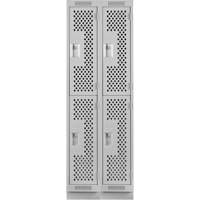 Casiers Clean Line, 2 niveaux, Bloc de 2, 24" x 18" x 76", Acier, Gris, Rivet (assembl&eacute;), Perfor&eacute; Brunswick Fyr & Safety