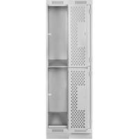 Casiers Clean Line, 2 niveaux, Bloc de 2, 24" x 18" x 76", Acier, Gris, Rivet (assembl&eacute;), Perfor&eacute; Brunswick Fyr & Safety