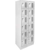 Assembled Lockerettes Clean Line Perforated Economy Lockers, 6 -tier, Bank of 2, 18" x 72" x 12", Steel Brunswick Fyr & Safety