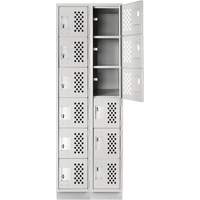 Assembled Lockerettes Clean Line Perforated Economy Lockers, 6 -tier, Bank of 2, 18" x 72" x 12", Steel Brunswick Fyr & Safety