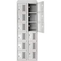 Clean-Line Perforated Lockerette, 6 -tier, Bank of 2, 15" x 72" x 12", Steel Brunswick Fyr & Safety