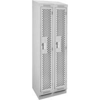 Clean Line Lockers, Bank of 2, 24" x 18" x 82", Steel, Grey, Rivet (Assembled), Perforated Brunswick Fyr & Safety
