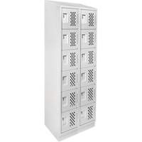 Assembled Lockerettes Clean Line Perforated Economy Lockers, 6 -tier, Bank of 2, 18" x 72" x 12", Steel Brunswick Fyr & Safety