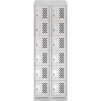 Assembled Lockerettes Clean Line Perforated Economy Lockers, 6 -tier, Bank of 2, 18" x 72" x 12", Steel Brunswick Fyr & Safety