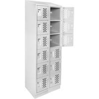 Assembled Lockerettes Clean Line Perforated Economy Lockers, 6 -tier, Bank of 2, 18" x 72" x 12", Steel Brunswick Fyr & Safety