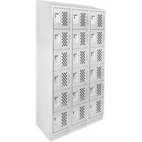 Assembled Lockerettes Clean Line Perforated Economy Lockers, 6 -tier, Bank of 3, 18" x 72" x 12", Steel Brunswick Fyr & Safety