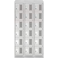 Assembled Lockerettes Clean Line Perforated Economy Lockers, 6 -tier, Bank of 3, 18" x 72" x 12", Steel Brunswick Fyr & Safety