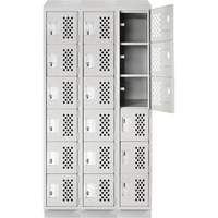Assembled Lockerettes Clean Line Perforated Economy Lockers, 6 -tier, Bank of 3, 18" x 72" x 12", Steel Brunswick Fyr & Safety
