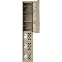 Assembled Lockerettes Clean Line Perforated Economy Lockers, 6 -tier, 18" x 72" x 12", Steel Brunswick Fyr & Safety