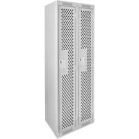 Clean Line Lockers, 2 -tier, 12" x 12" x 72", Steel, Grey, Rivet (Assembled), Perforated Brunswick Fyr & Safety