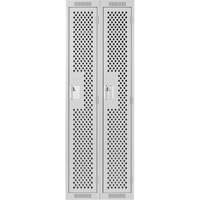 Clean Line Lockers, 2 -tier, 12" x 12" x 72", Steel, Grey, Rivet (Assembled), Perforated Brunswick Fyr & Safety