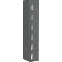 Concorde Heavy-Duty Lockers, 6 -tier, 12" x 18" x 72", Steel, Charcoal, Welded (Assembled) Brunswick Fyr & Safety
