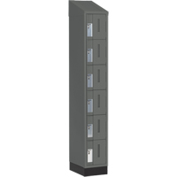 Concorde Heavy-Duty Lockers, 6 -tier, 12" x 18" x 82", Steel, Charcoal, Welded (Assembled) Brunswick Fyr & Safety