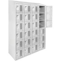 Assembled Clean Line Perforated Economy Lockers, 6 -tier, Bank of 4, 18" x 72" x 12", Steel Brunswick Fyr & Safety