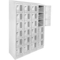 Assembled Clean Line Perforated Economy Lockers, 6 -tier, Bank of 4, 18" x 72" x 12", Steel Brunswick Fyr & Safety