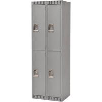 Lockers, 2 -tier, Bank of 2, 24" x 18" x 72", Steel, Grey, Knocked Down Brunswick Fyr & Safety