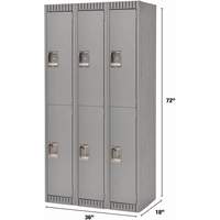 Lockers, 2 -tier, Bank of 3, 36" x 18" x 72", Steel, Grey, Knocked Down Brunswick Fyr & Safety
