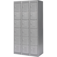 Lockers, 6 -tier, Bank of 3, 36" x 18" x 72", Steel, Grey, Knocked Down Brunswick Fyr & Safety