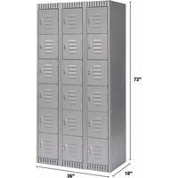 Lockers, 6 -tier, Bank of 3, 36" x 18" x 72", Steel, Grey, Knocked Down Brunswick Fyr & Safety