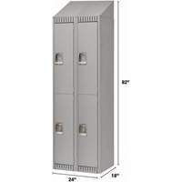 Casiers, 2 niveaux, Bloc de 2, 24" x 18" x 82", Acier, Gris, D&eacute;mont&eacute; Brunswick Fyr & Safety