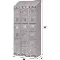Lockers, 6 -tier, Bank of 3, 36" x 18" x 82", Steel, Grey, Knocked Down Brunswick Fyr & Safety