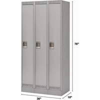 Lockers, Bank of 3, 36" x 18" x 76", Steel, Grey, Knocked Down Brunswick Fyr & Safety