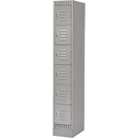 Lockers, 6 -tier, 12" x 18" x 76", Steel, Grey, Knocked Down Brunswick Fyr & Safety