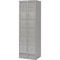 Lockers, 6 -tier, Bank of 2, 24" x 18" x 76", Steel, Grey, Knocked Down Brunswick Fyr & Safety