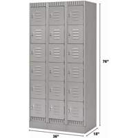 Lockers, 6 -tier, Bank of 3, 36" x 18" x 76", Steel, Grey, Knocked Down Brunswick Fyr & Safety
