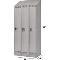 Lockers, Bank of 3, 36" x 18" x 86", Steel, Grey, Knocked Down Brunswick Fyr & Safety