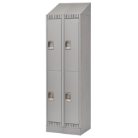 Lockers, 2 -tier, Bank of 2, 24" x 18" x 86", Steel, Grey, Knocked Down Brunswick Fyr & Safety