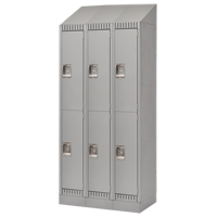 Lockers, 2 -tier, Bank of 3, 36" x 18" x 86", Steel, Grey, Knocked Down Brunswick Fyr & Safety