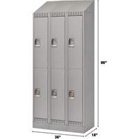 Lockers, 2 -tier, Bank of 3, 36" x 18" x 86", Steel, Grey, Knocked Down Brunswick Fyr & Safety