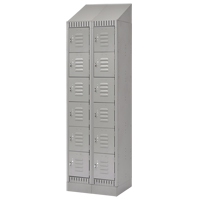Lockers, 6 -tier, Bank of 2, 24" x 18" x 86", Steel, Grey, Knocked Down Brunswick Fyr & Safety