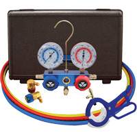 Automotive R134A 2-Way Manifold Gauge Set with 3-In-1 Side Mount Can Tap Valve Brunswick Fyr & Safety