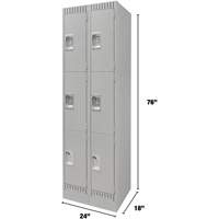 Casiers, 3 niveaux, Bloc de 2, 24" x 18" x 76", Acier, Gris, D&eacute;mont&eacute; Brunswick Fyr & Safety