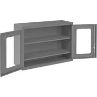 Armoire de rangement murale avec portes transparentes, 26-15/16" h x 35-7/8" la x 13-11/16" p, 2 tablettes, Acier, Gris Brunswick Fyr & Safety