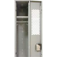 Vented Lockers, Bank of 3, 36 x 18" x 88", Steel, Grey, Knocked Down, Perforated Brunswick Fyr & Safety