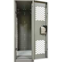 Vented Lockers, 2 -tier, Bank of 3, 36 x 18" x 88", Steel, Grey, Knocked Down, Perforated Brunswick Fyr & Safety