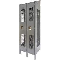 Vented Lockers, Bank of 2, 24" x 18" x 88", Steel, Grey, Knocked Down, Perforated Brunswick Fyr & Safety
