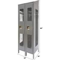 Vented Lockers, Bank of 2, 24" x 18" x 88", Steel, Grey, Knocked Down, Perforated Brunswick Fyr & Safety