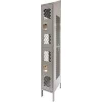 Vented Lockers, 2 -tier, 12" x 18" x 88", Steel, Grey, Knocked Down, Perforated Brunswick Fyr & Safety