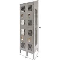 Vented Lockers, 2 -tier, Bank of 2, 24" x 18" x 88", Steel, Grey, Knocked Down, Perforated Brunswick Fyr & Safety