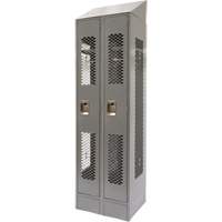 Vented Lockers, Bank of 2, 24" x 18" x 88", Steel, Grey, Knocked Down, Perforated Brunswick Fyr & Safety