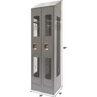 Vented Lockers, Bank of 2, 24" x 18" x 88", Steel, Grey, Knocked Down, Perforated Brunswick Fyr & Safety