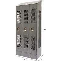 Vented Lockers, Bank of 3, 36 x 18" x 88", Steel, Grey, Knocked Down, Perforated Brunswick Fyr & Safety