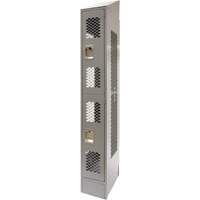 Vented Lockers, 2 -tier, 12" x 18" x 88", Steel, Grey, Knocked Down, Perforated Brunswick Fyr & Safety