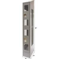 Vented Lockers, 2 -tier, 12" x 18" x 88", Steel, Grey, Knocked Down, Perforated Brunswick Fyr & Safety